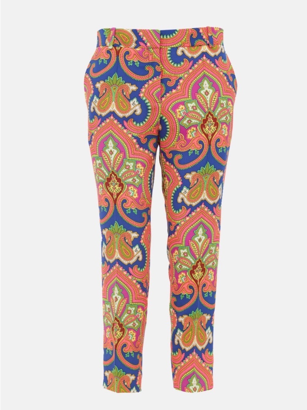 Celine Phoebe Philo Era 100% Silk Paisley Slim Pants Made France FR 38